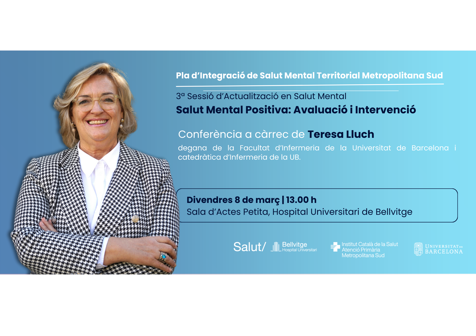 El pròxim 8 de març se celebrarà la 3a Sessió d'Actualització en Salut Mental